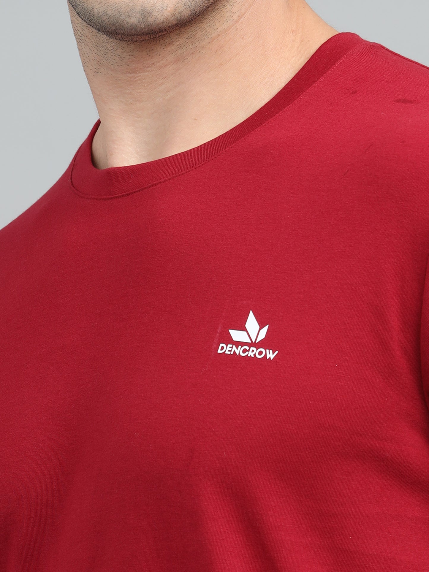 Men's Cherry Red Round Neck T-Shirt