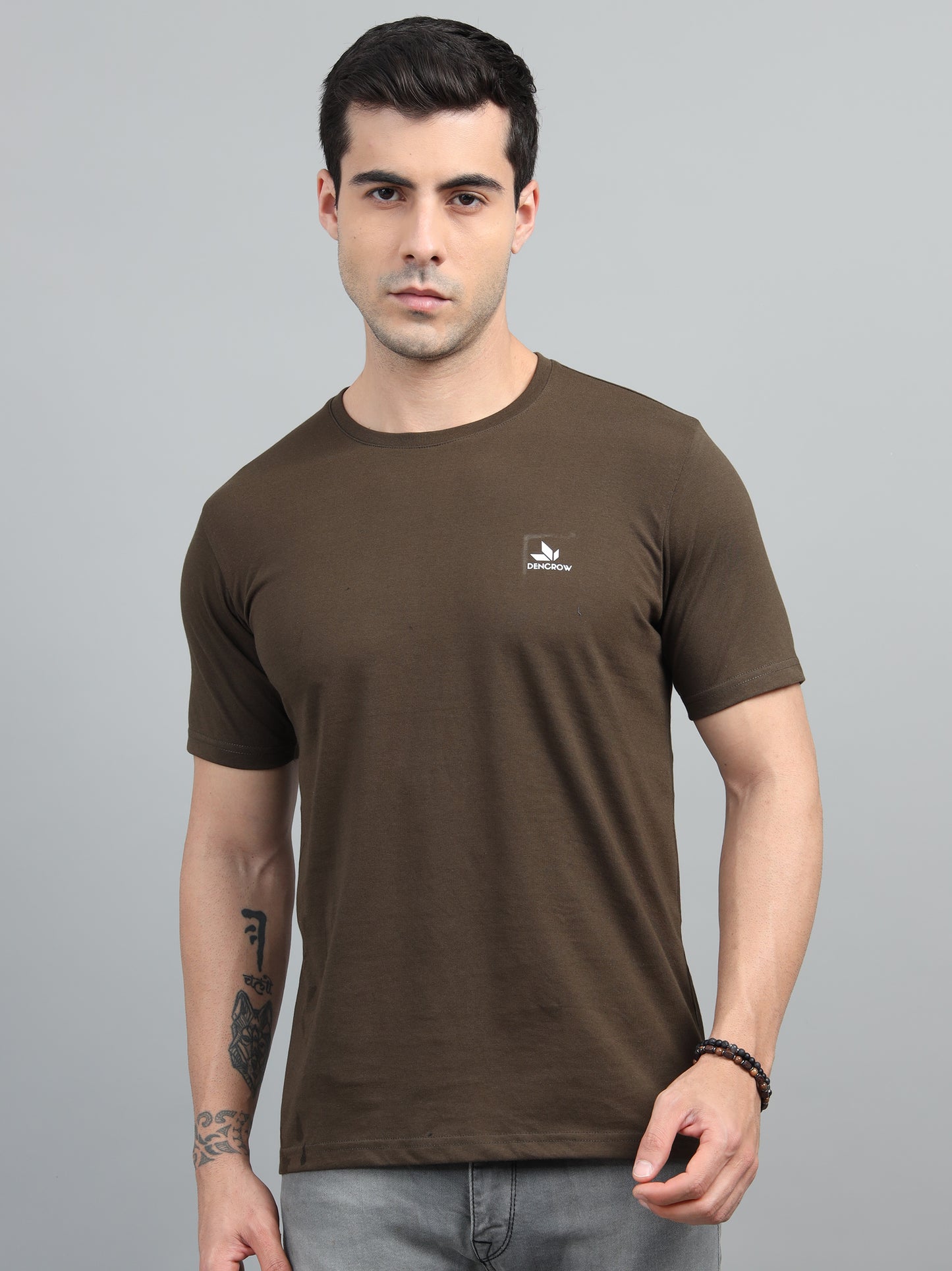 Men's Brown Round Neck T-Shirt