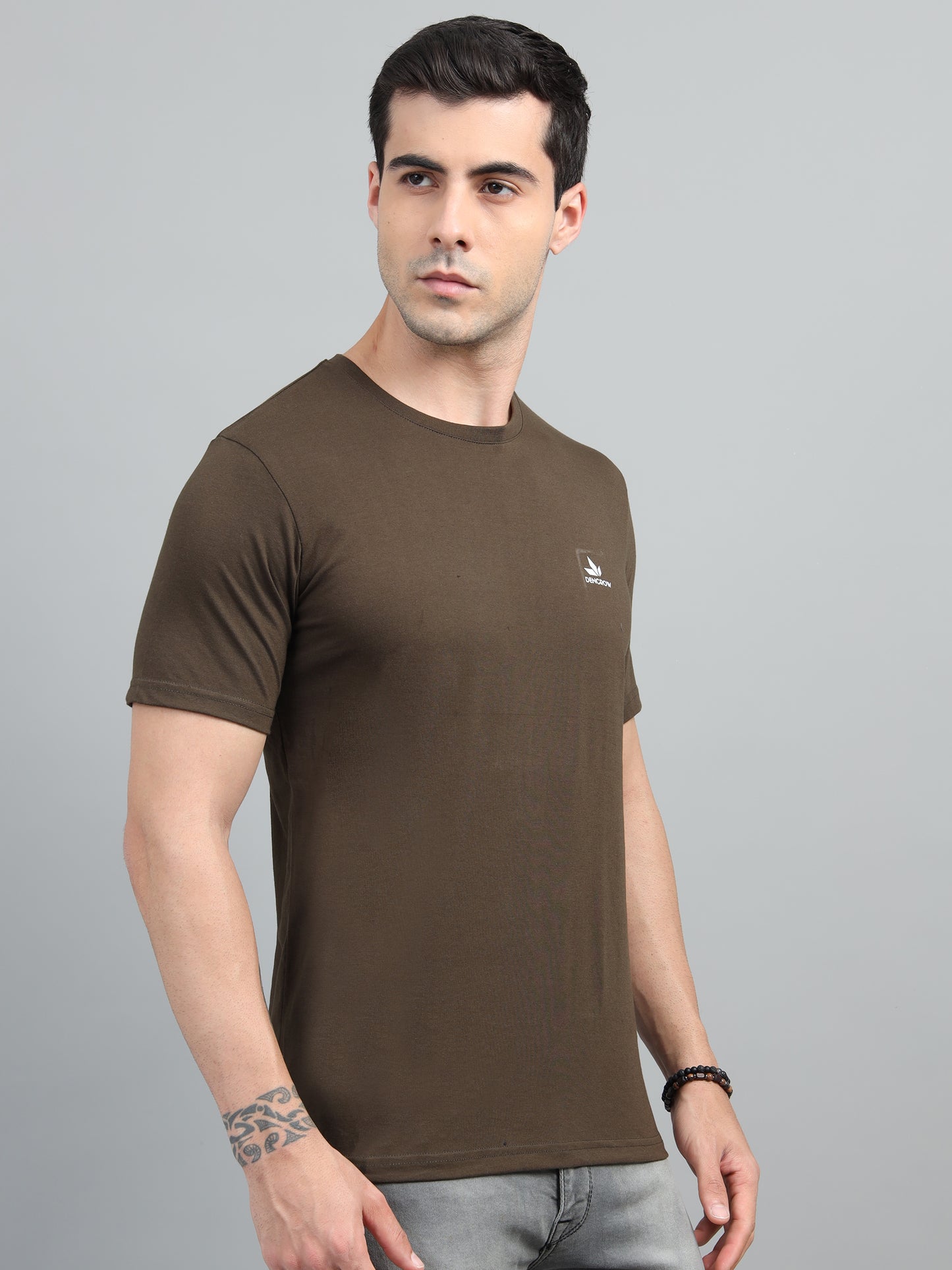 Men's Brown Round Neck T-Shirt