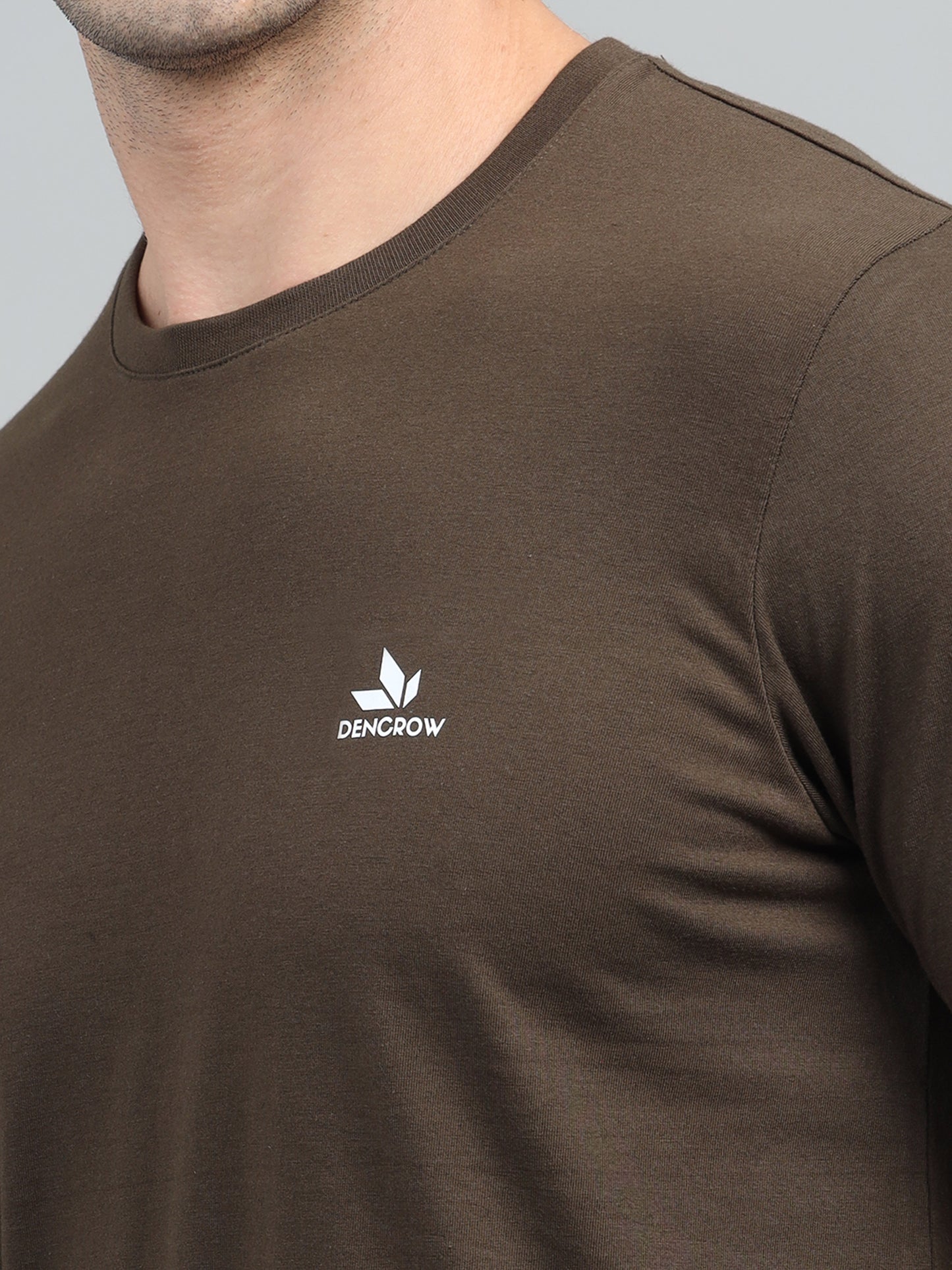 Men's Brown Round Neck T-Shirt