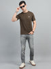 Men's Brown Round Neck T-Shirt