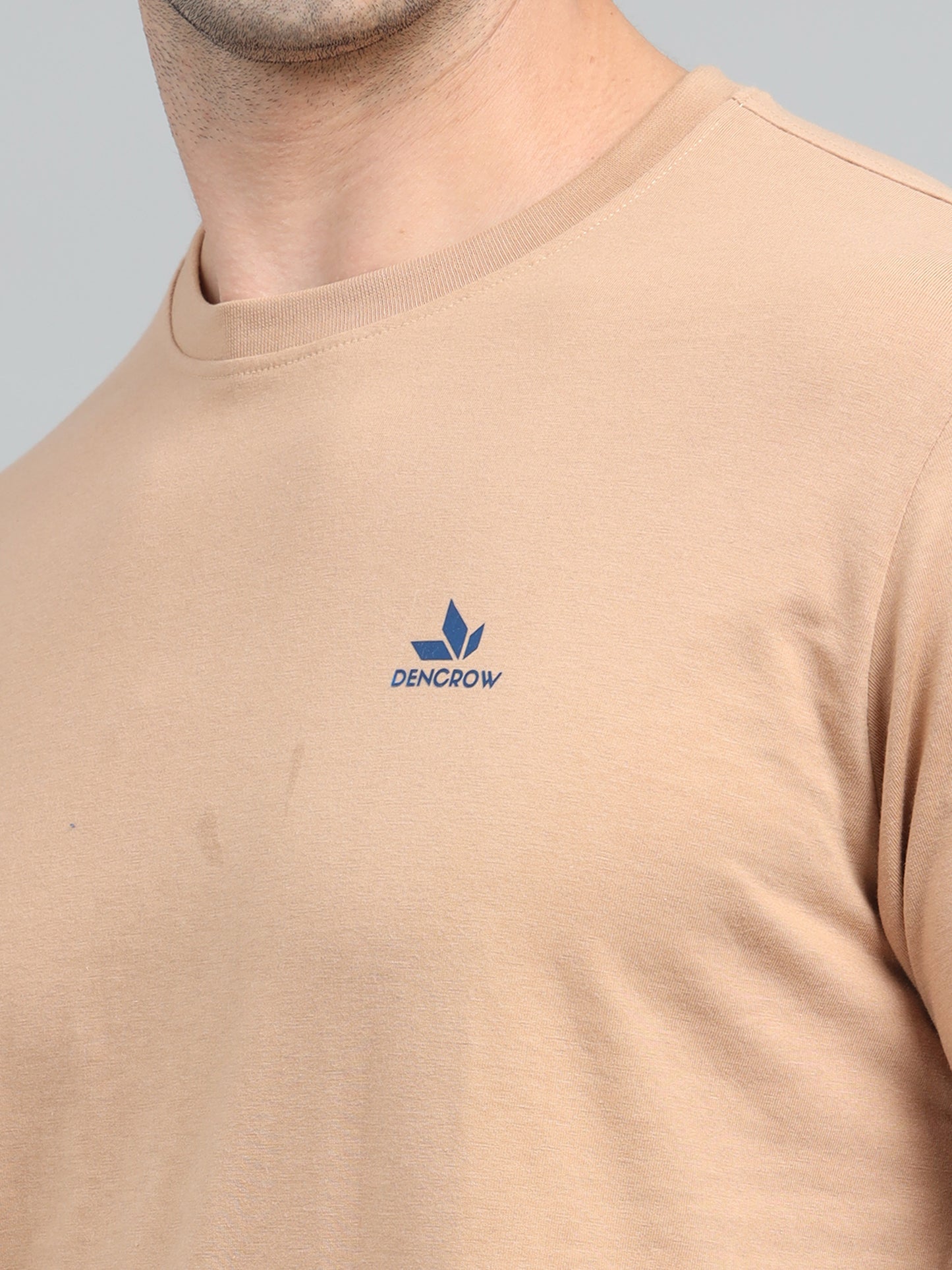 Men's Beige Round Neck T-Shirt