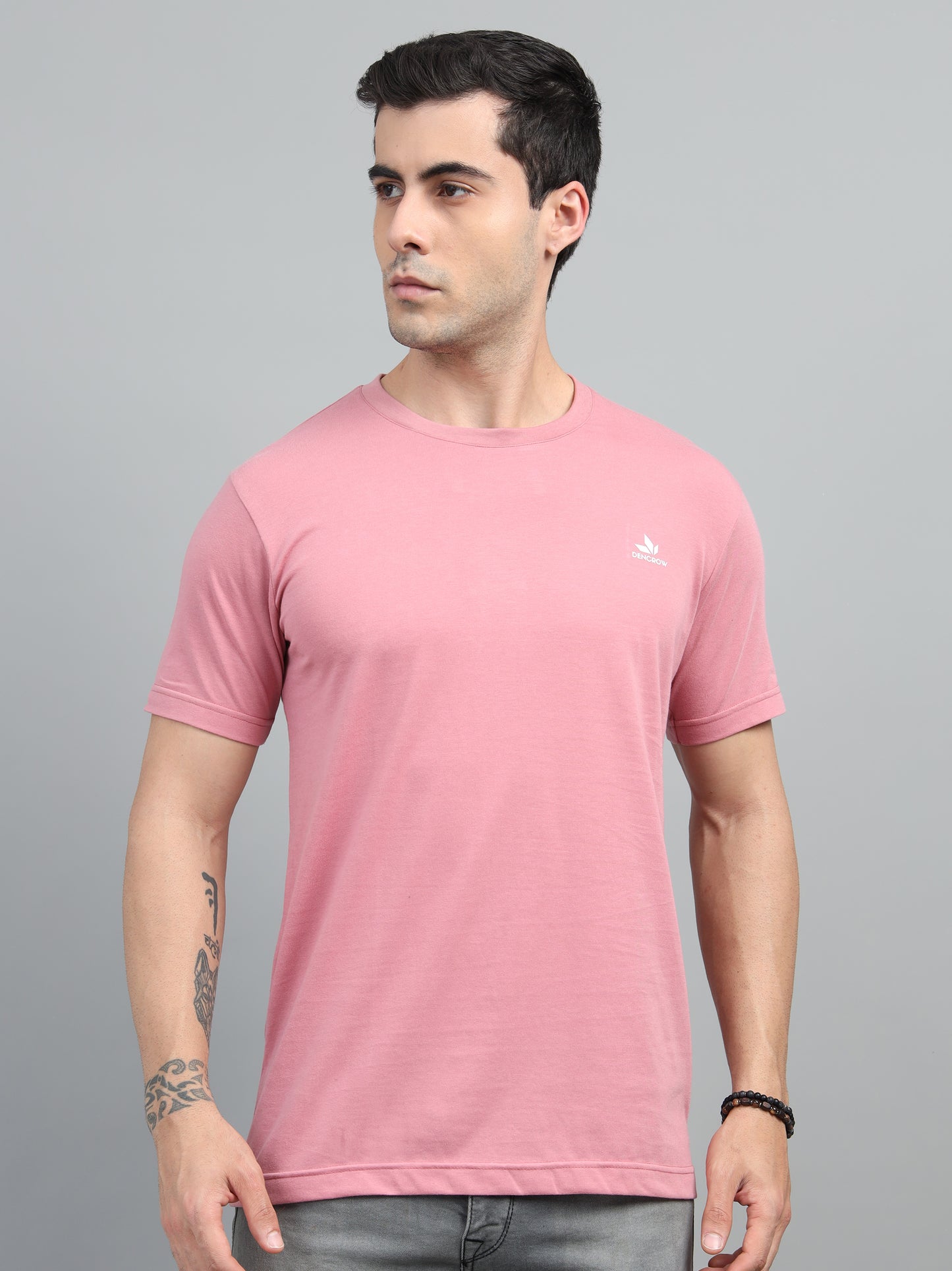 Men's Pink Round Neck T-Shirt