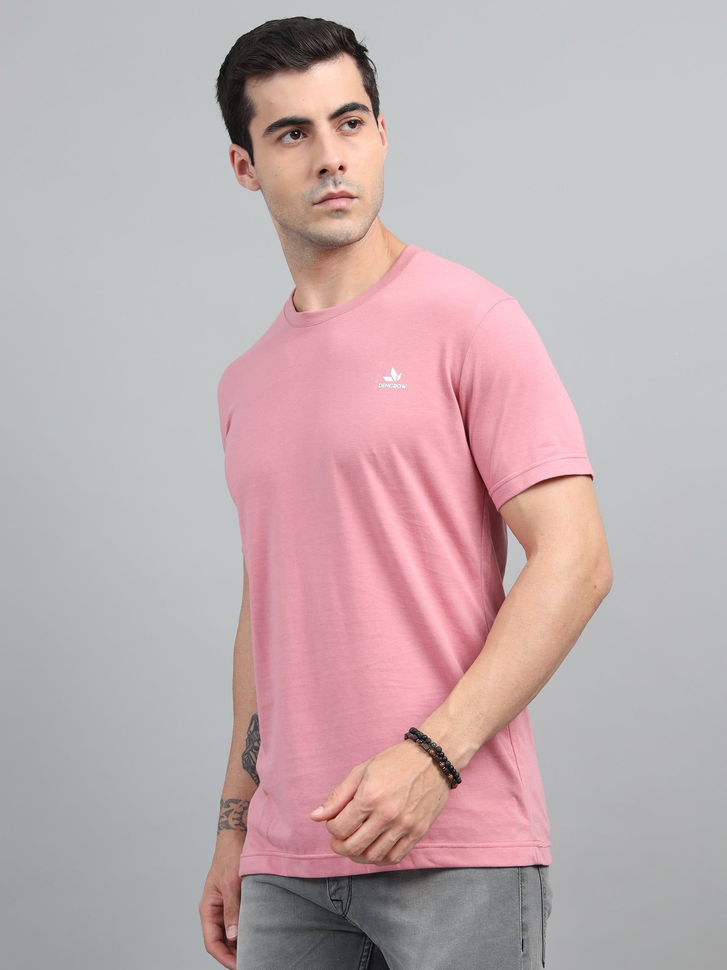 Men's Pink Round Neck T-Shirt