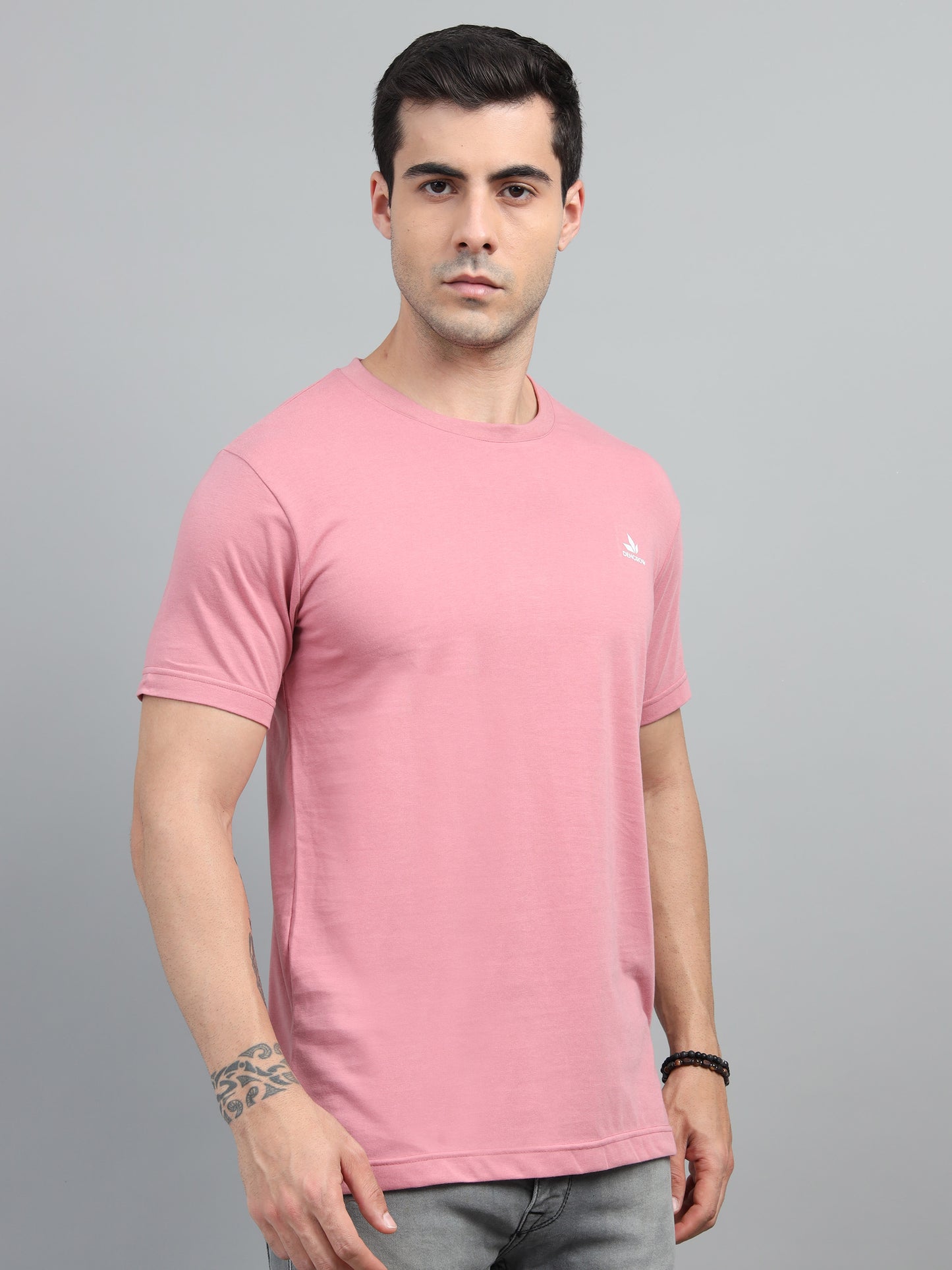 Men's Pink Round Neck T-Shirt