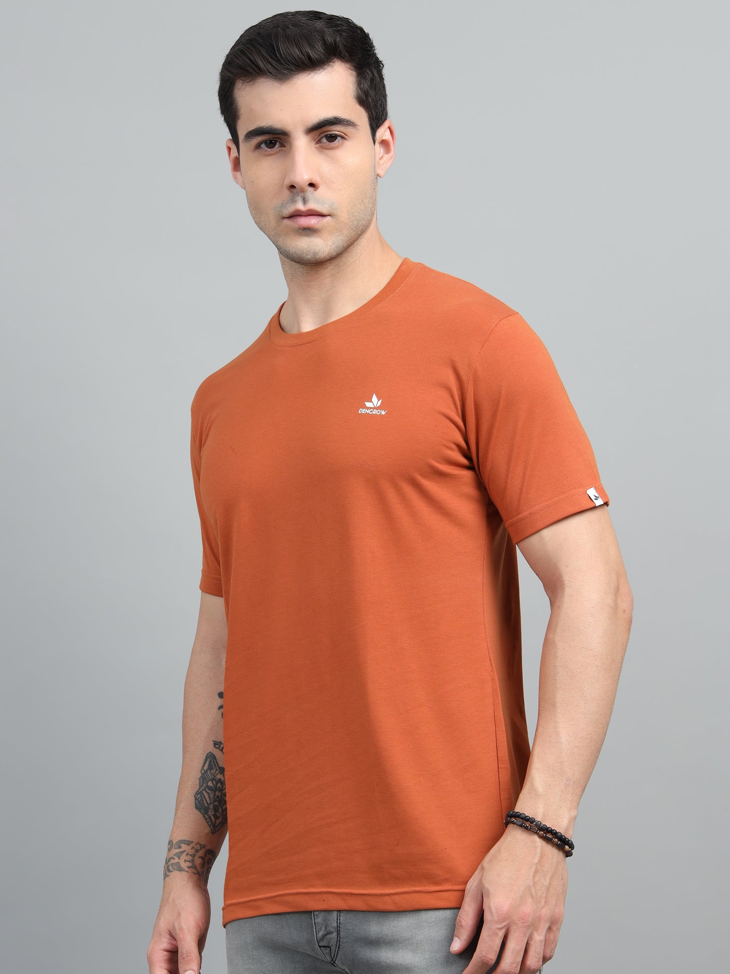 Men's Orange Round Neck T-Shirt