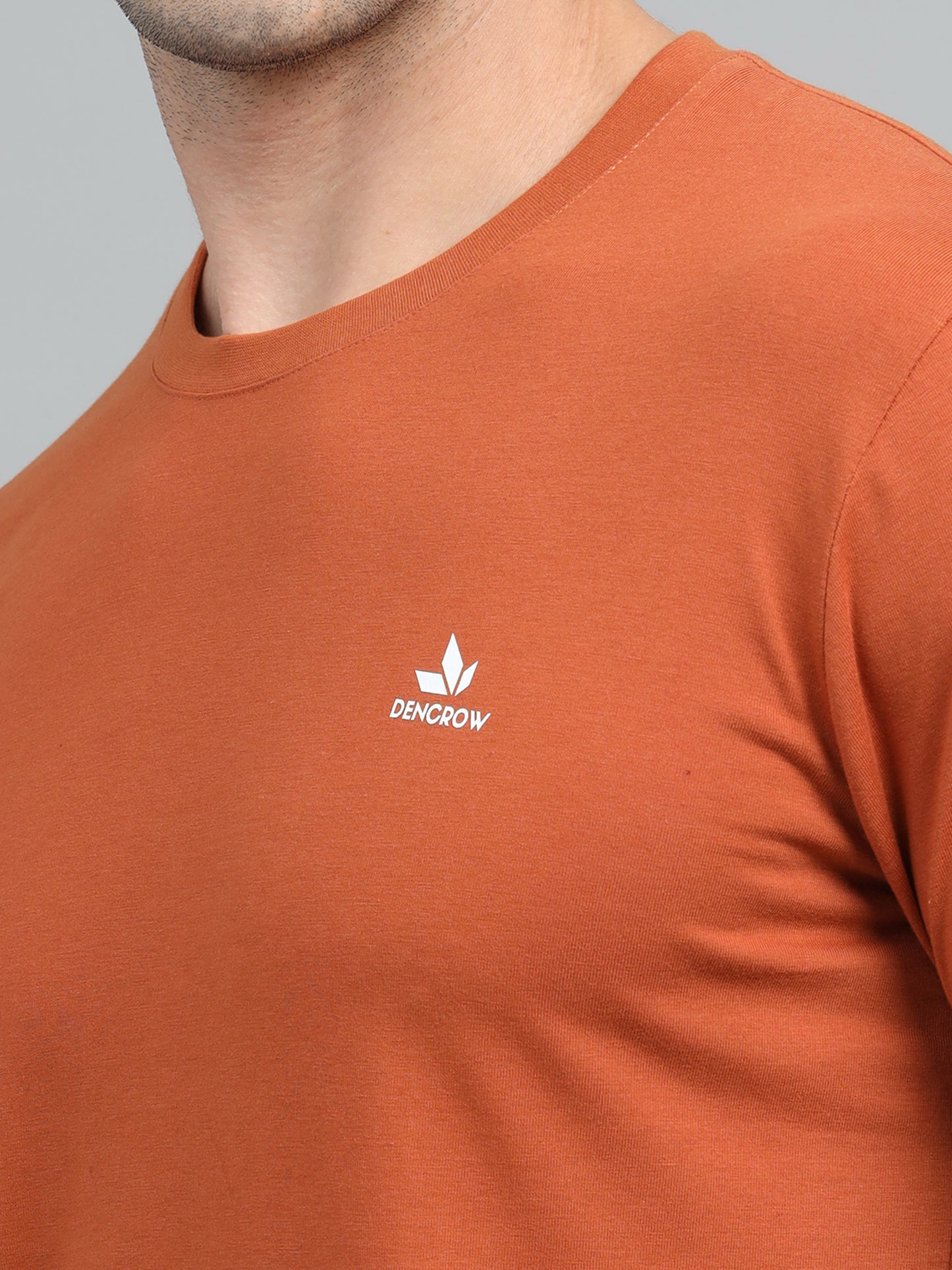 Men's Orange Round Neck T-Shirt