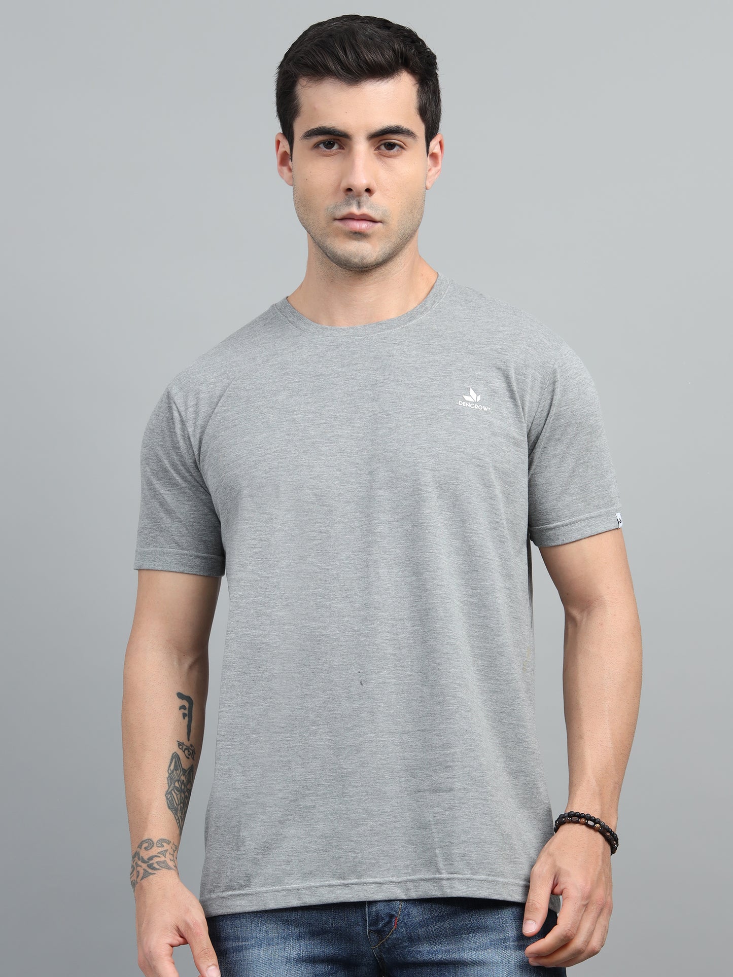 Men's Grey Round Neck T-Shirt
