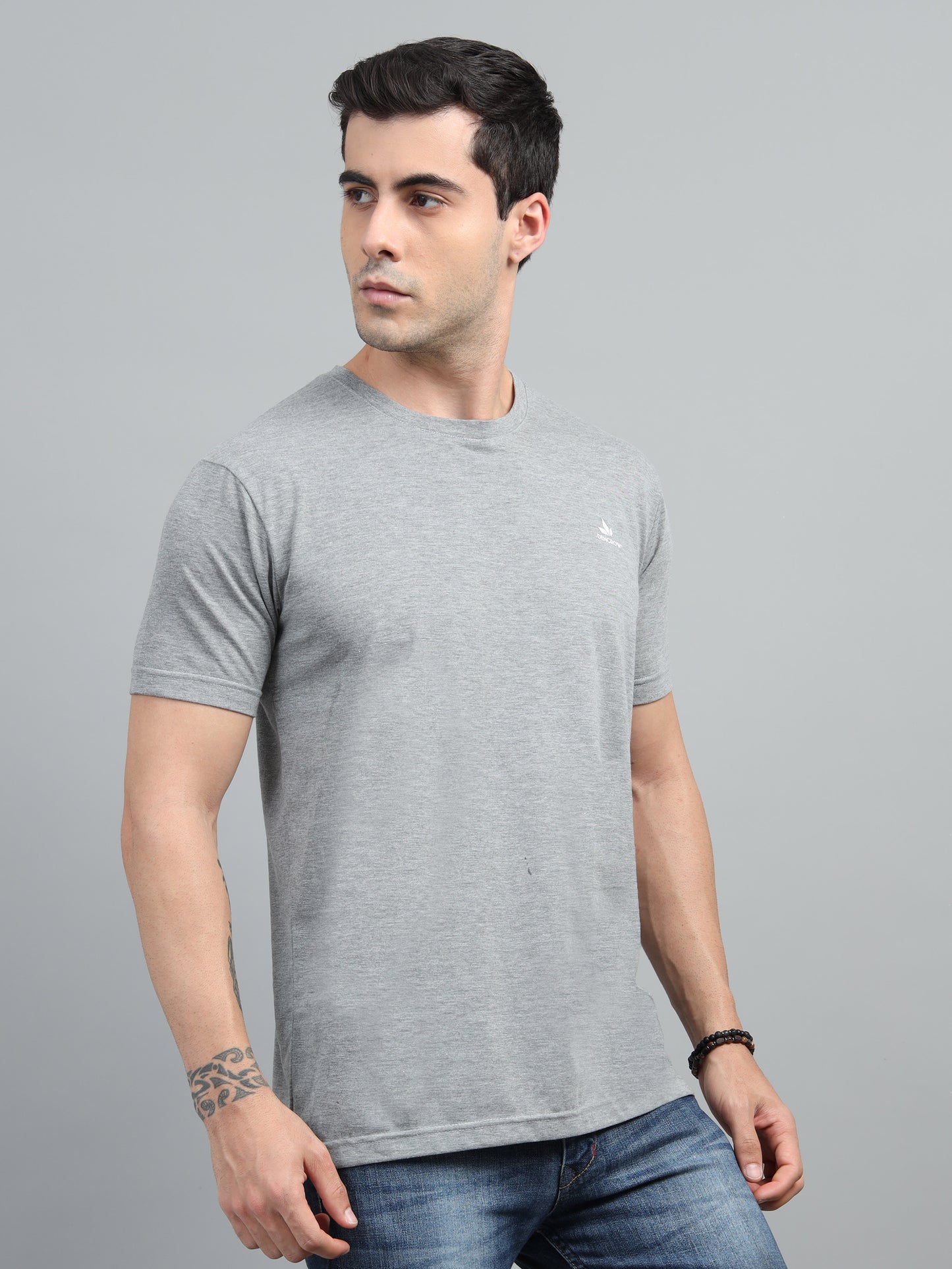 Men's Grey Round Neck T-Shirt