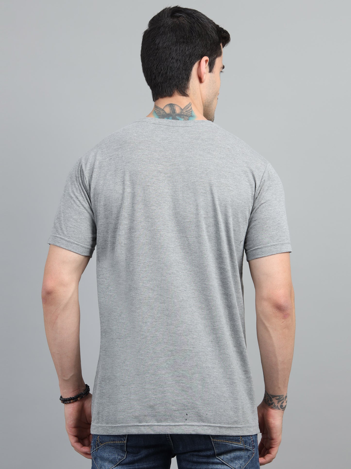 Men's Grey Round Neck T-Shirt