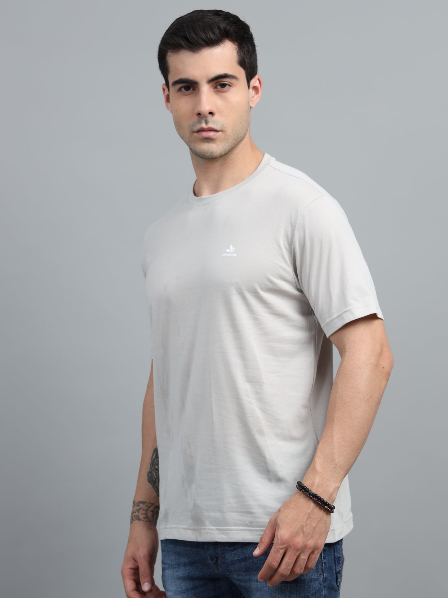Men's Off White Round Neck T-Shirt