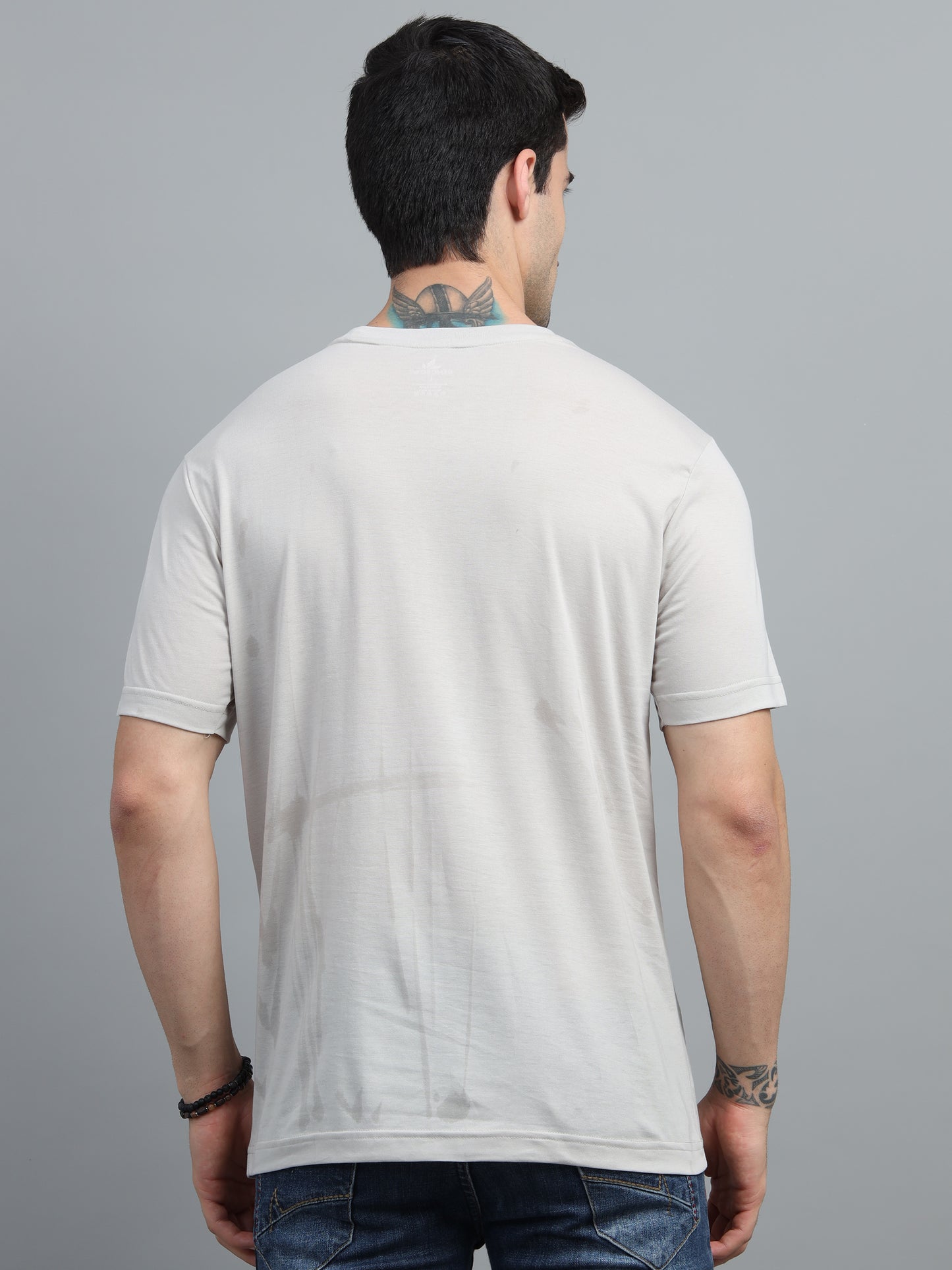 Men's Off White Round Neck T-Shirt