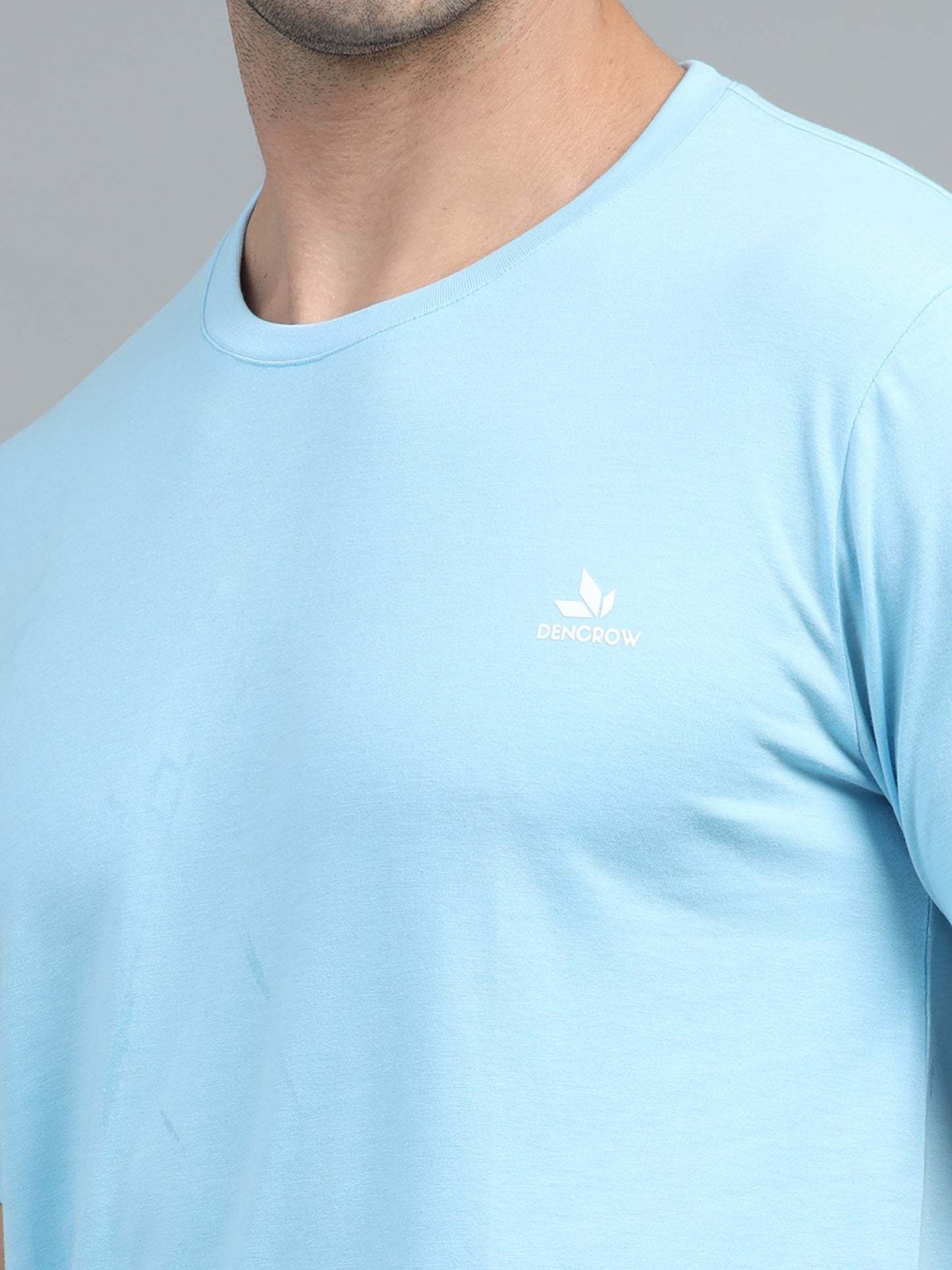 Men's Sky Blue Round Neck T-Shirt