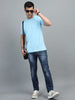 Men's Sky Blue Round Neck T-Shirt