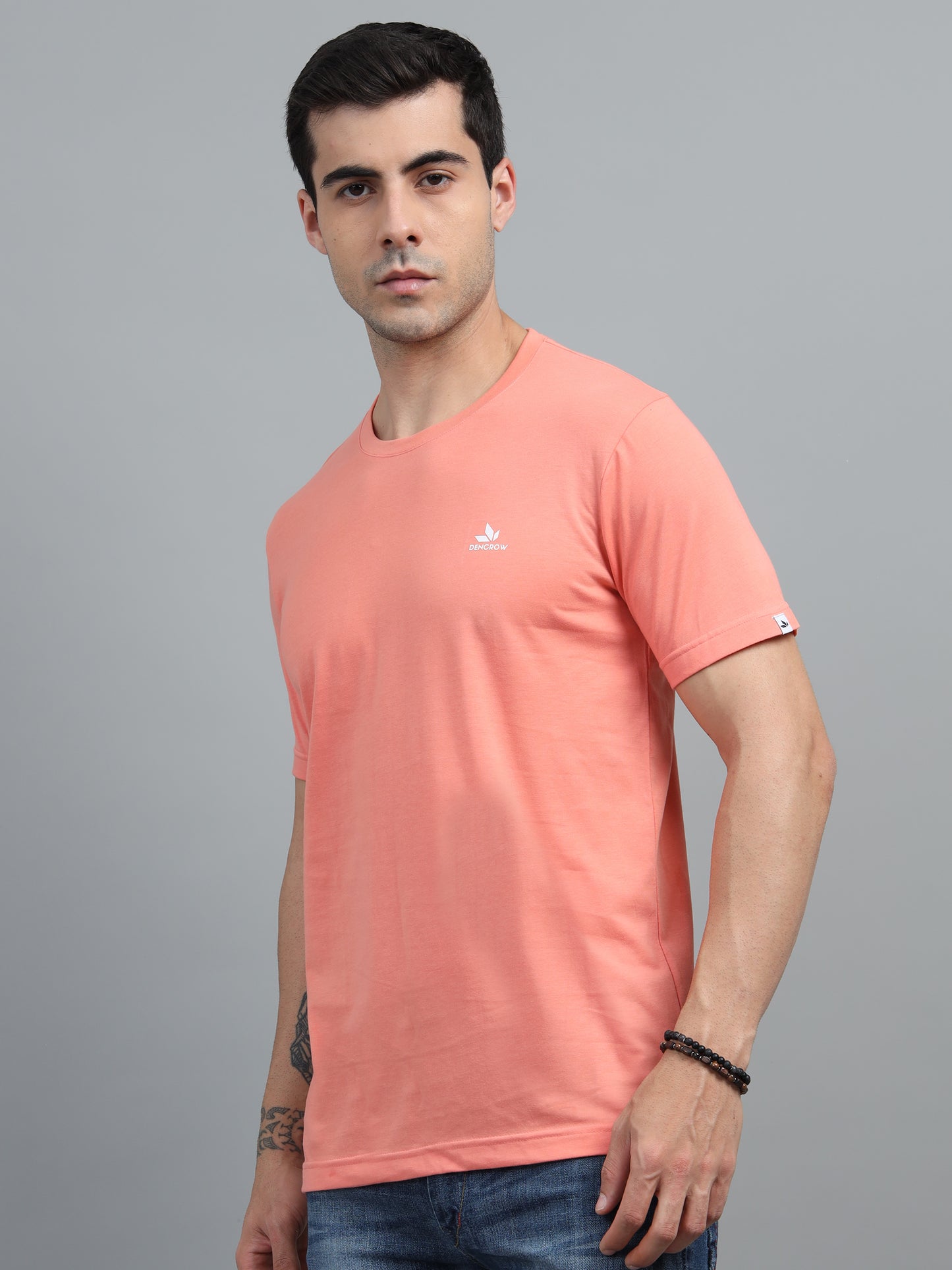 Men's Salmon Round Neck T-Shirt