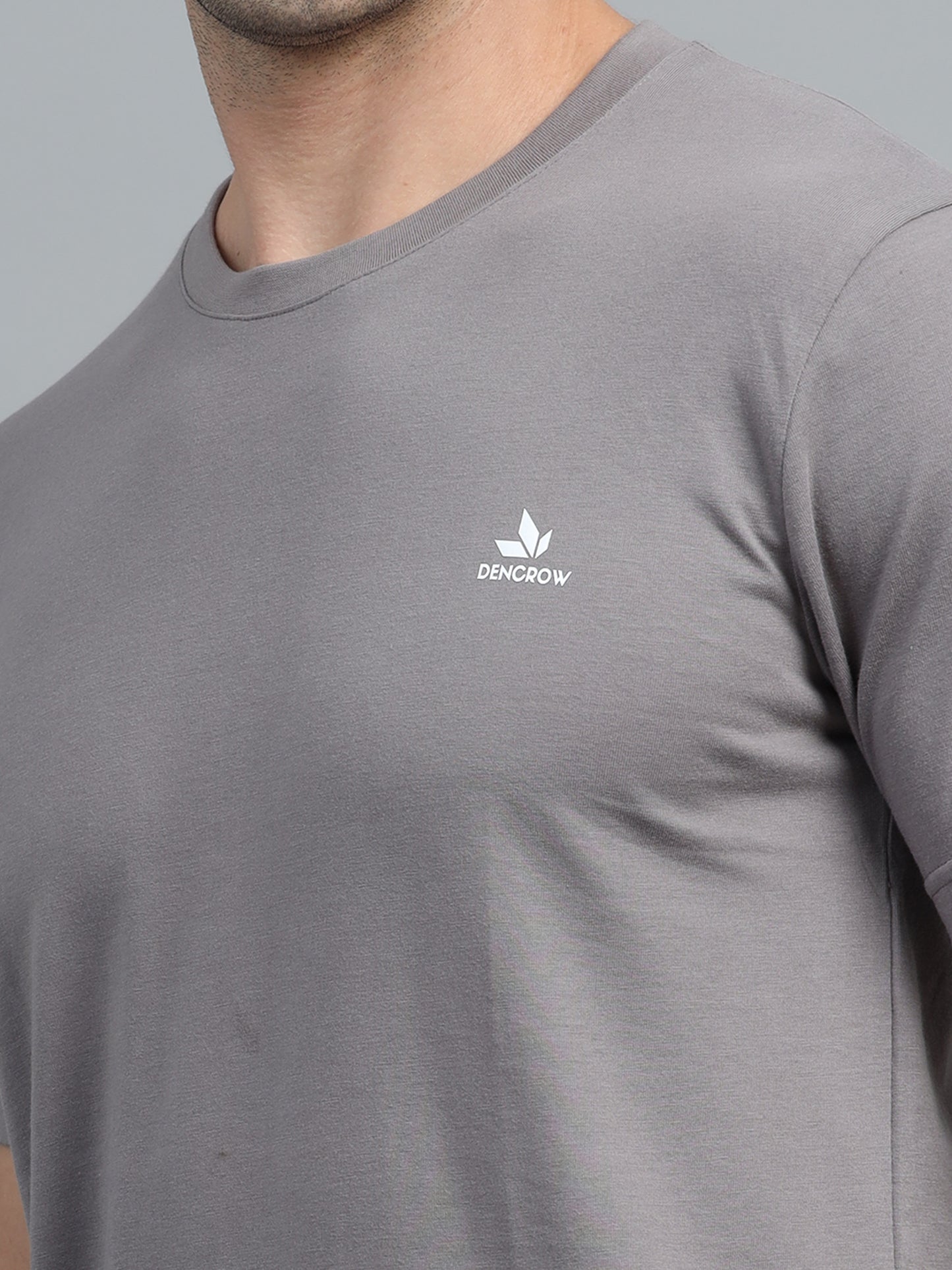 Men's Ash Grey Round Neck T-Shirt