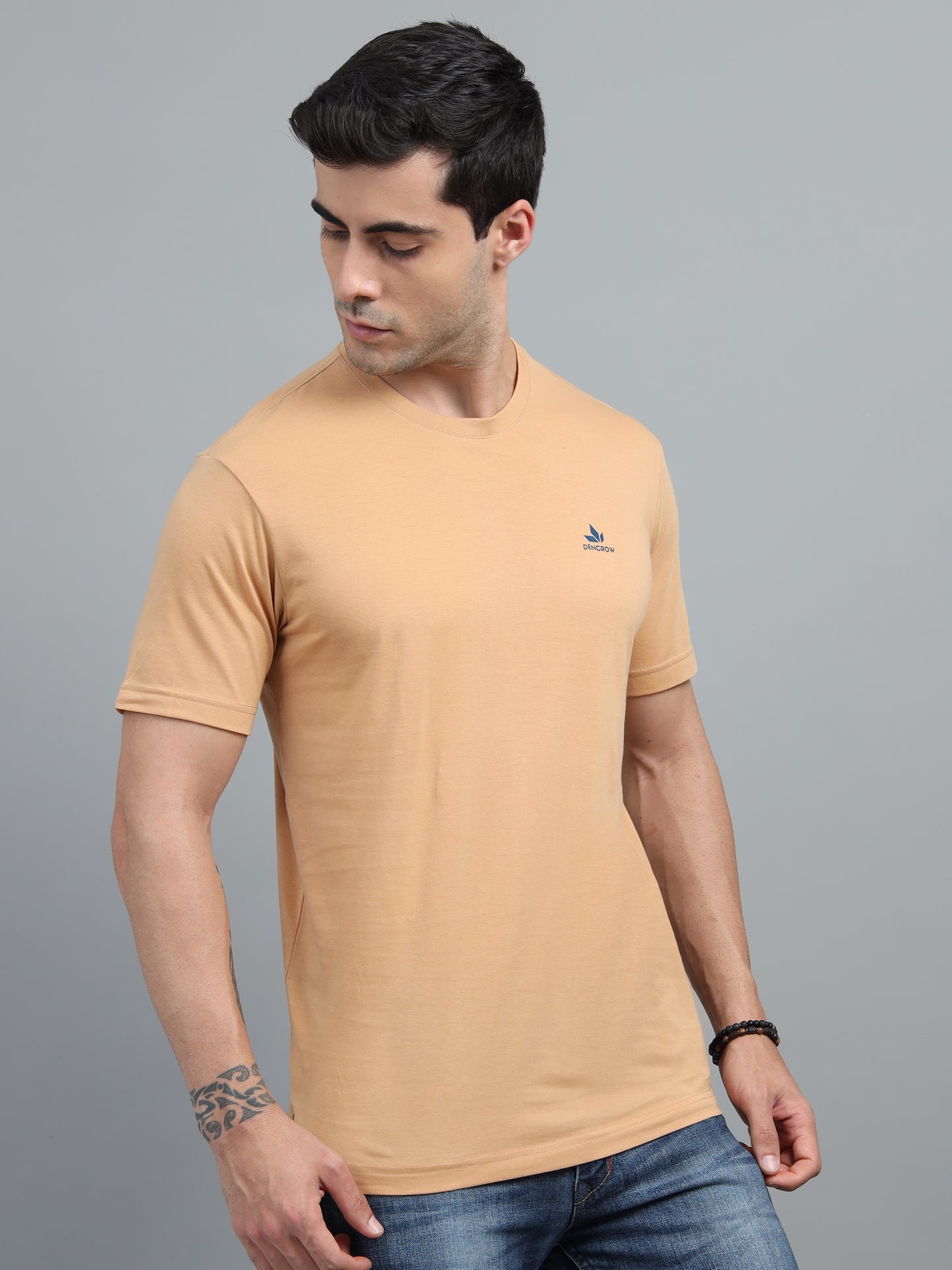 Men's Sand Round Neck T-Shirt