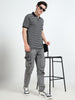 Men's Black Striped grey Polo T-Shirt