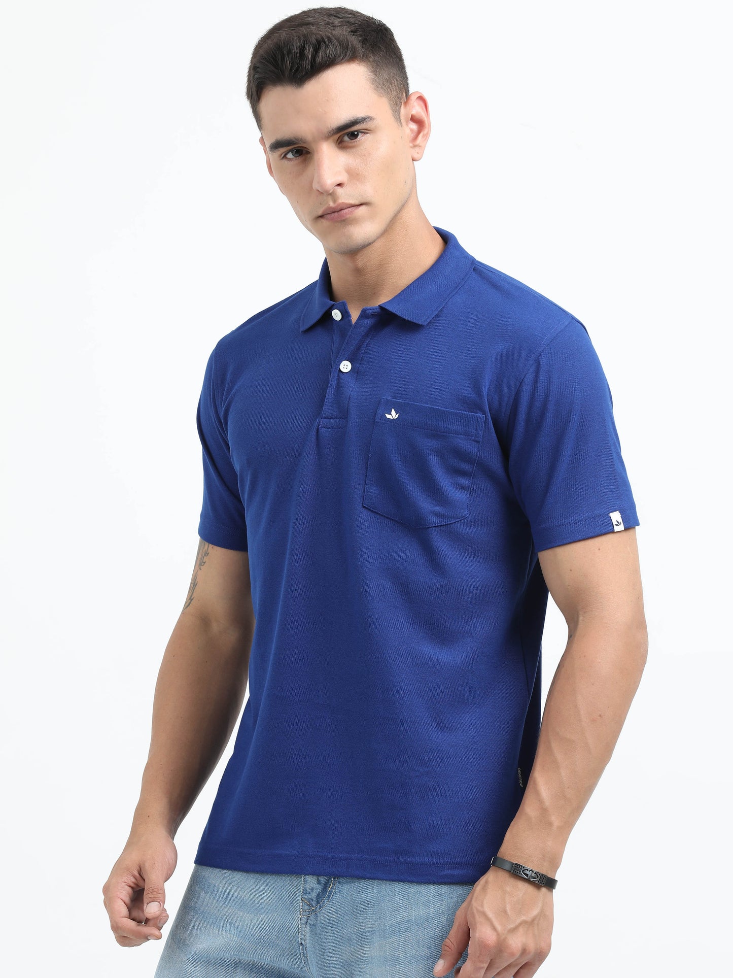 Men's Cotton Mild Blue Polo T-shirt