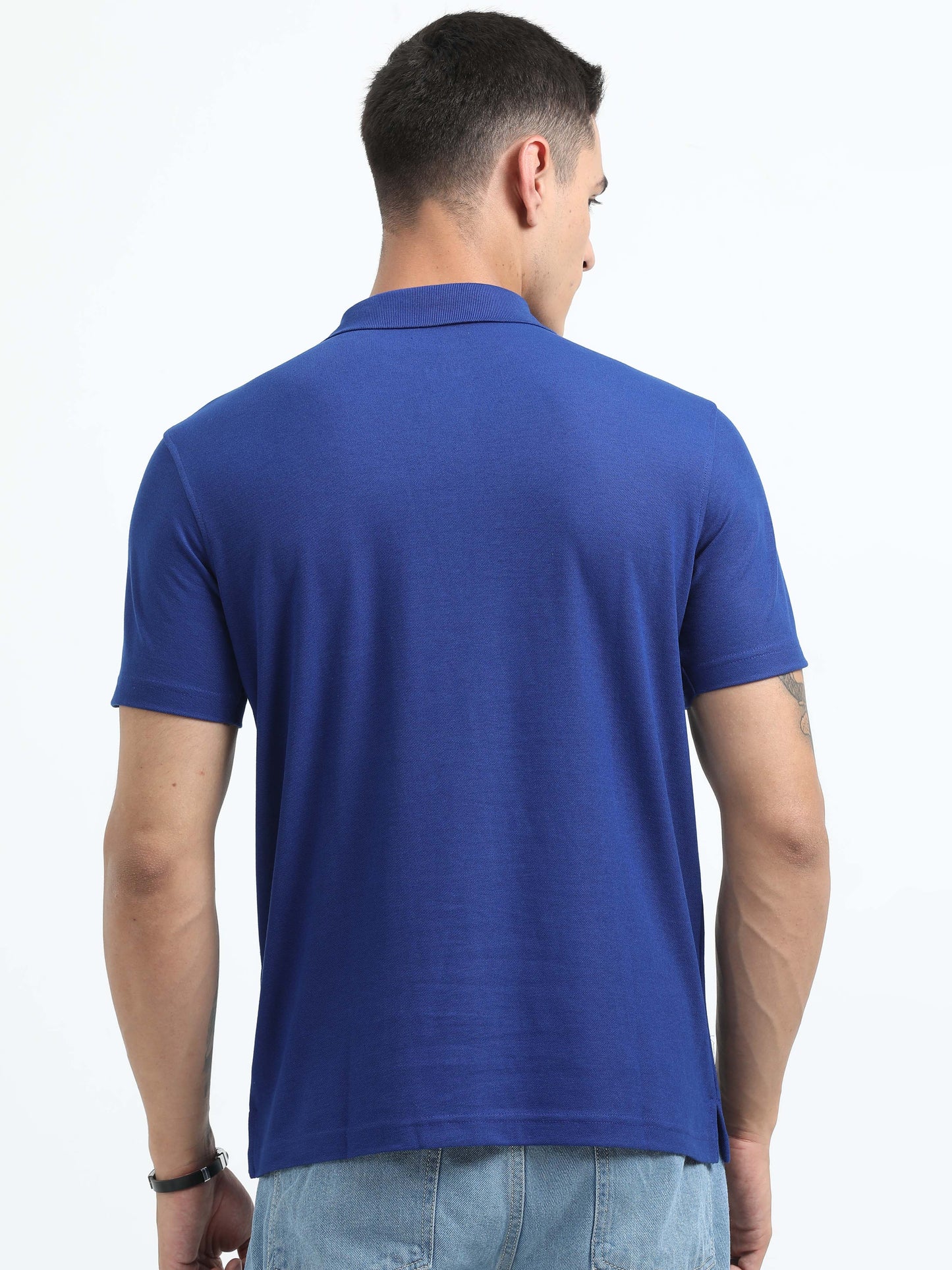 Men's Cotton Mild Blue Polo T-shirt
