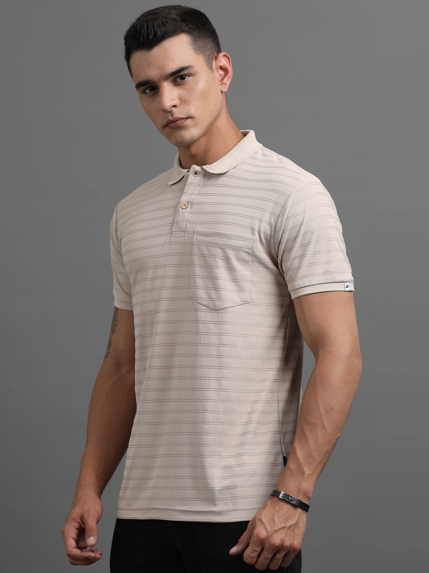 Men's Smart Fit Cream Polo T-shirt