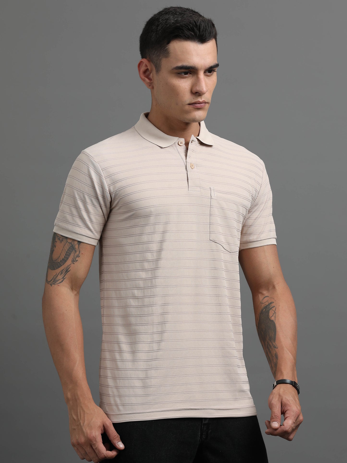 Men's Smart Fit Cream Polo T-shirt