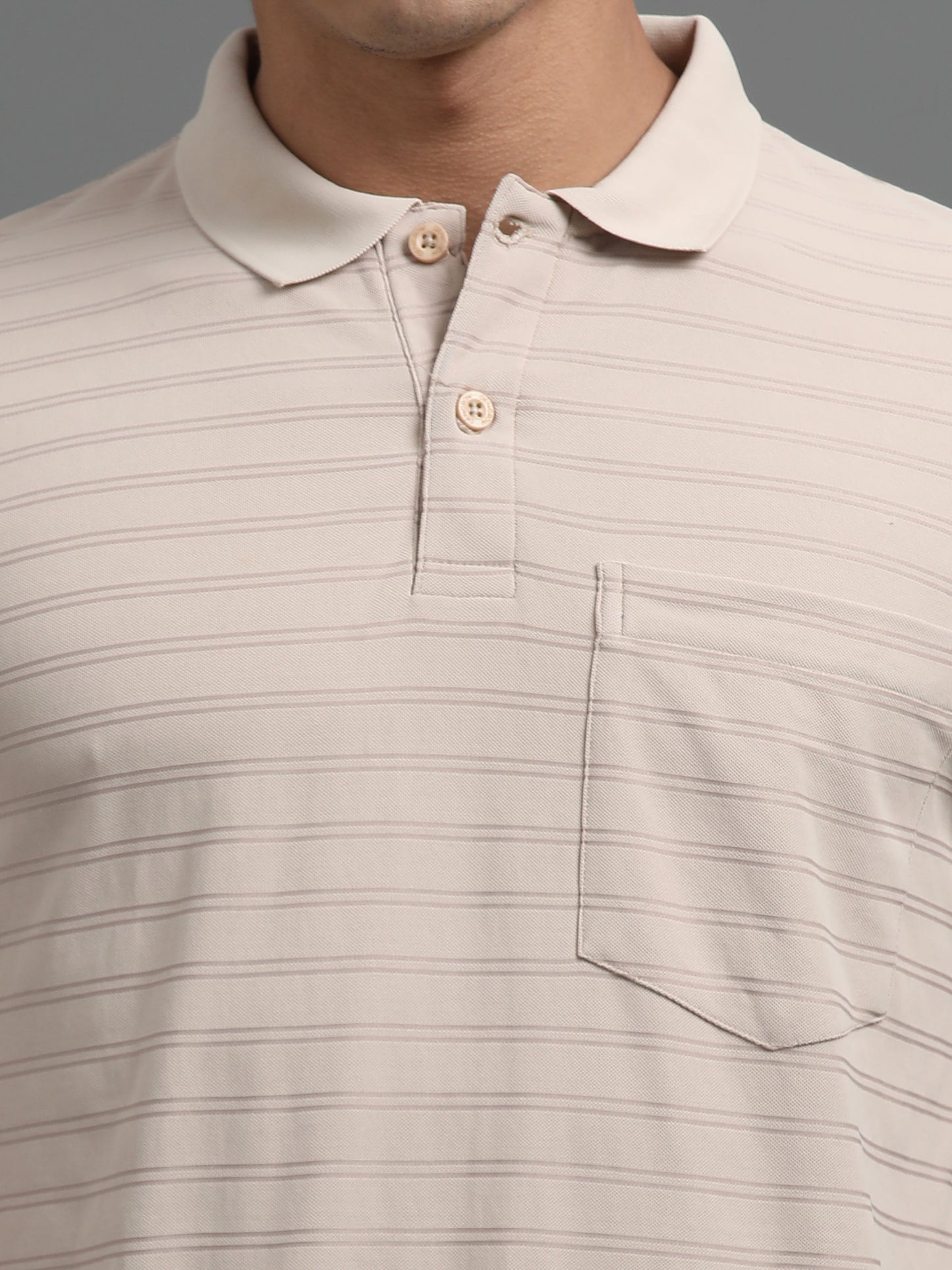 Men's Smart Fit Cream Polo T-shirt