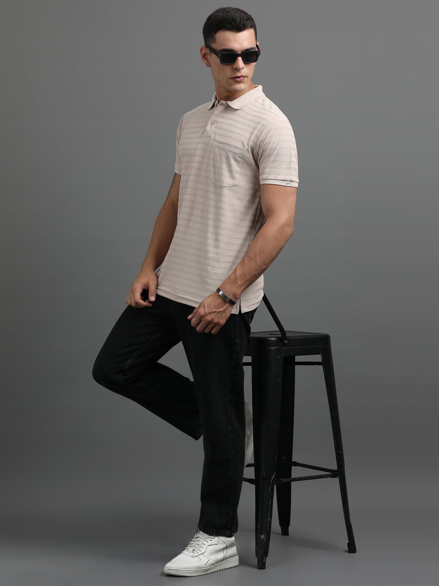 Men's Smart Fit Cream Polo T-shirt