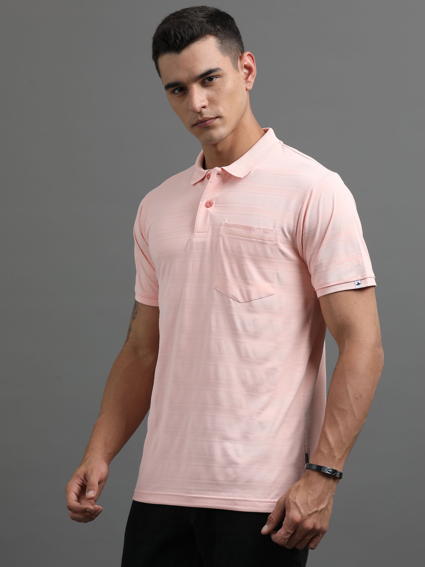 Men's Smart Fit Peach Polo T-shirt