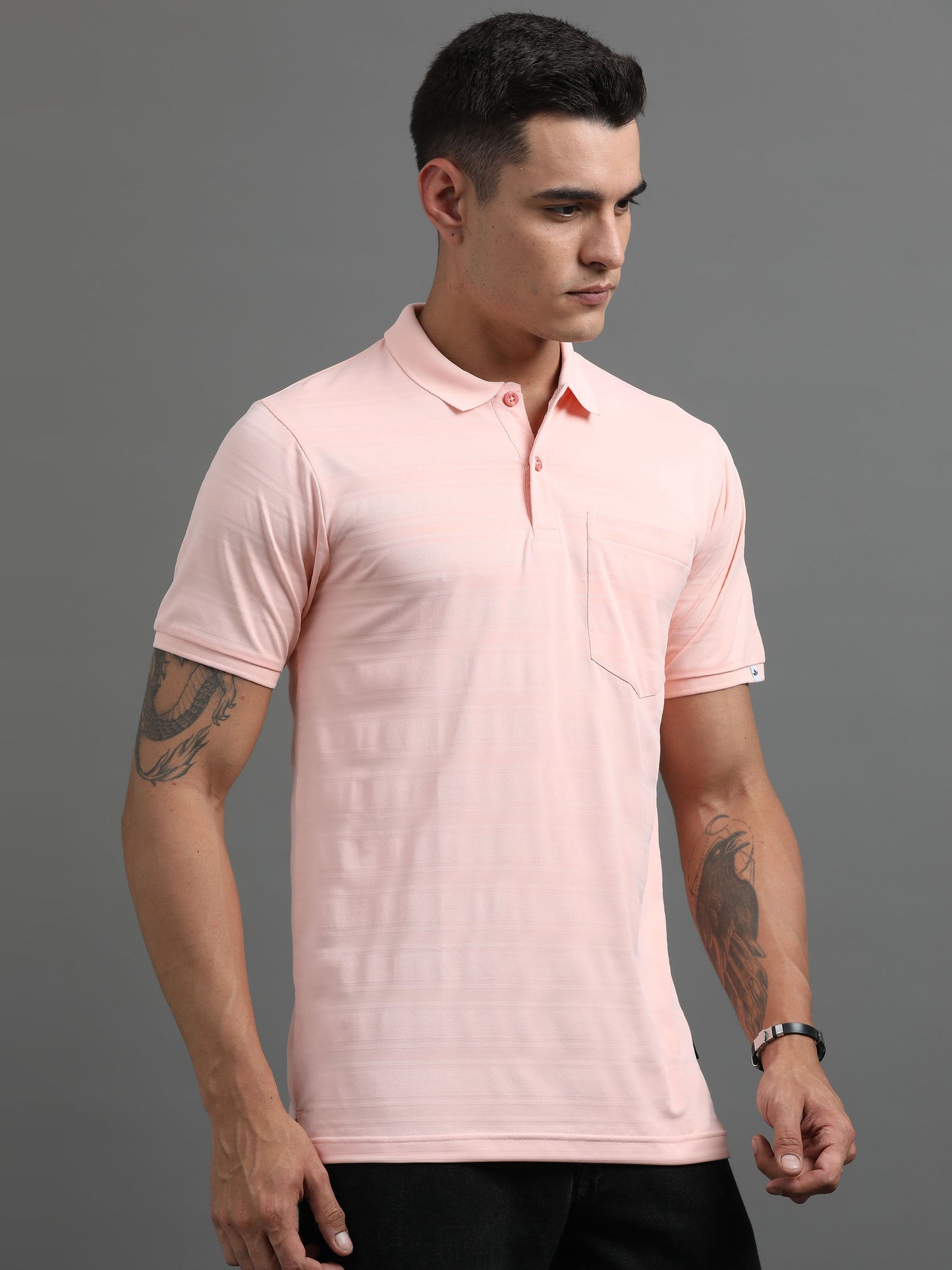 Men's Smart Fit Peach Polo T-shirt