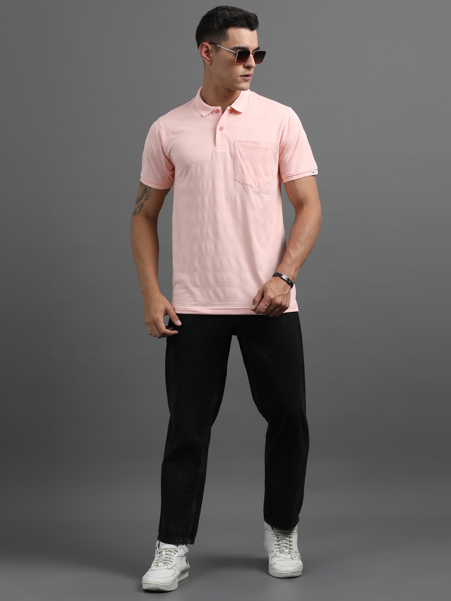 Men's Smart Fit Peach Polo T-shirt