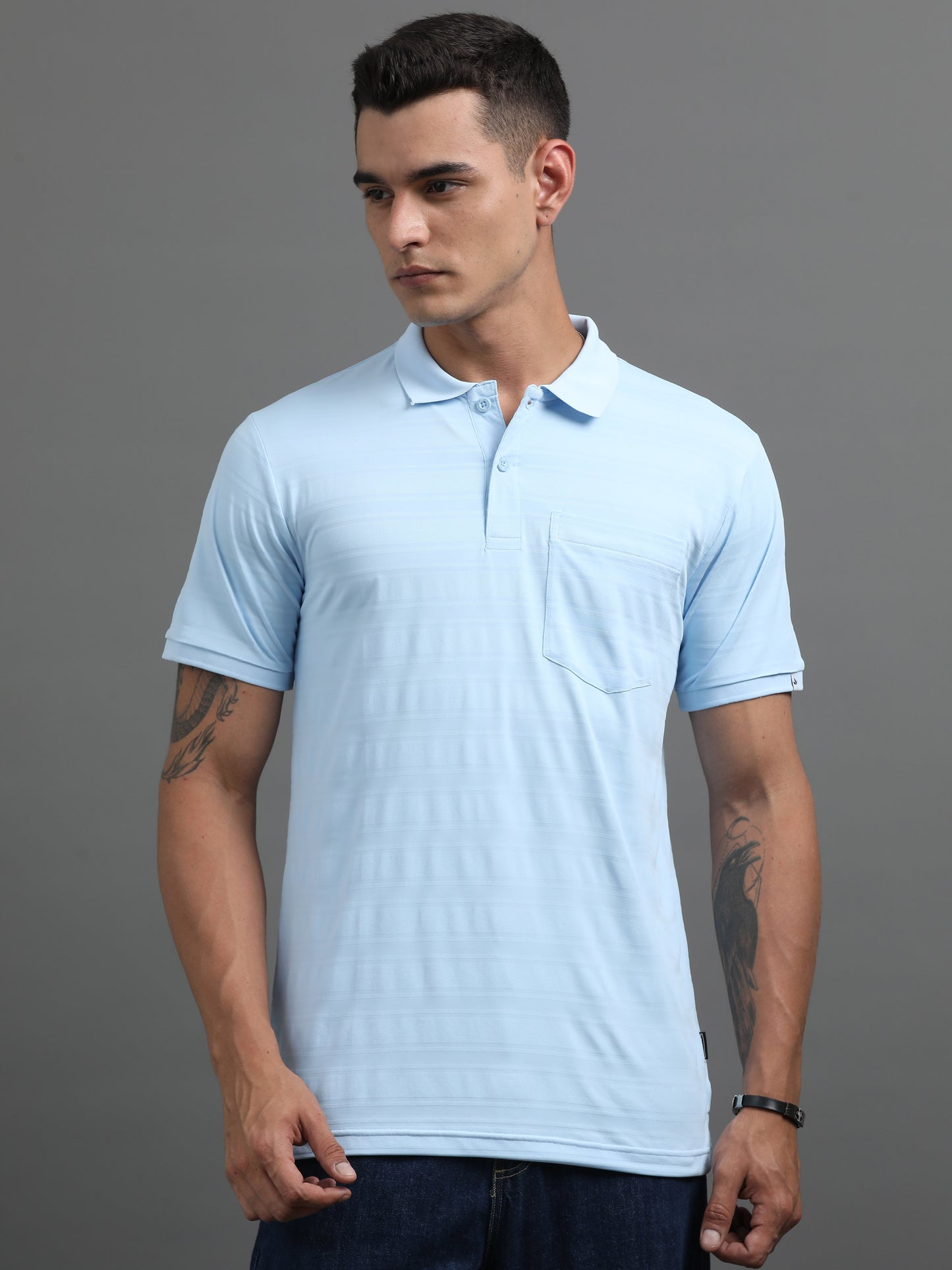 Men's Smart Fit Sky Blue Polo T-shirt
