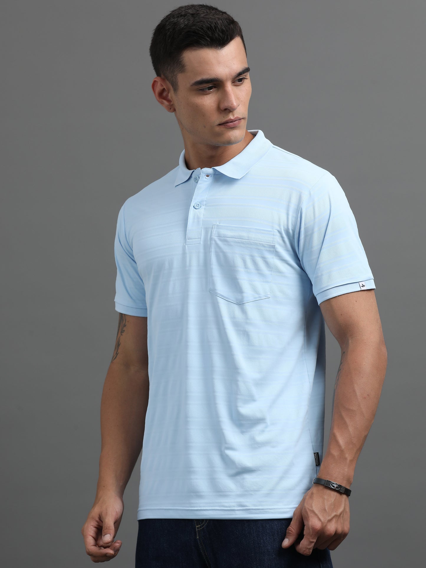Men's Smart Fit Sky Blue Polo T-shirt
