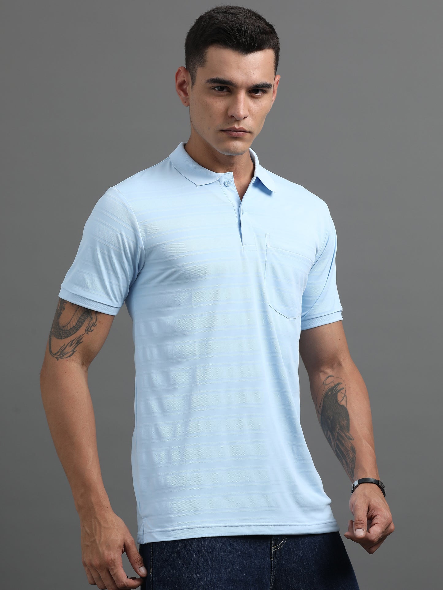 Men's Smart Fit Sky Blue Polo T-shirt