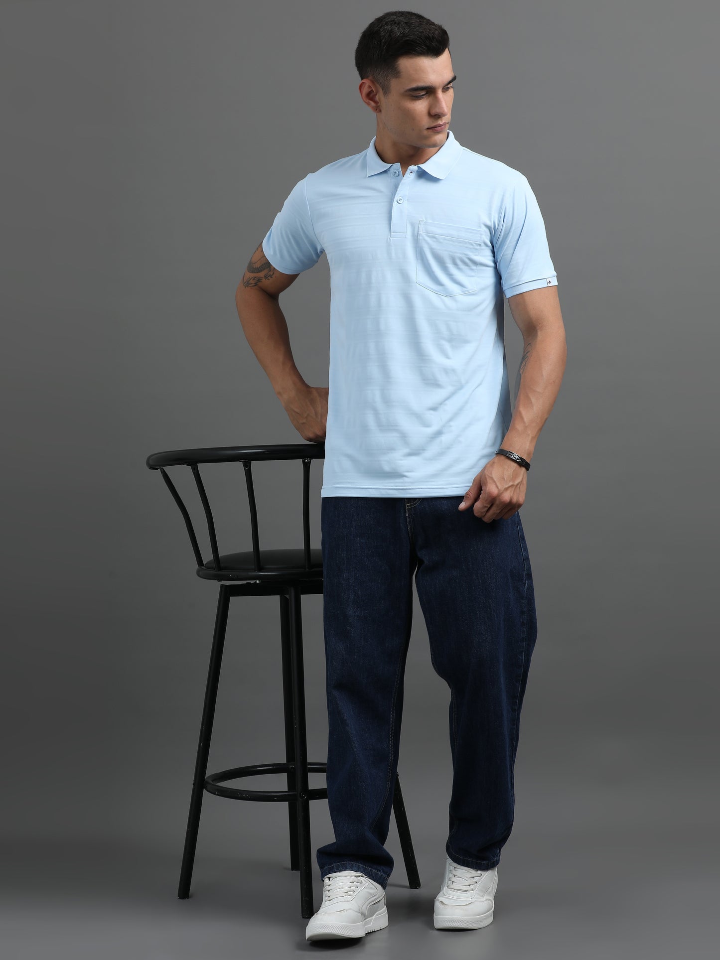 Men's Smart Fit Sky Blue Polo T-shirt