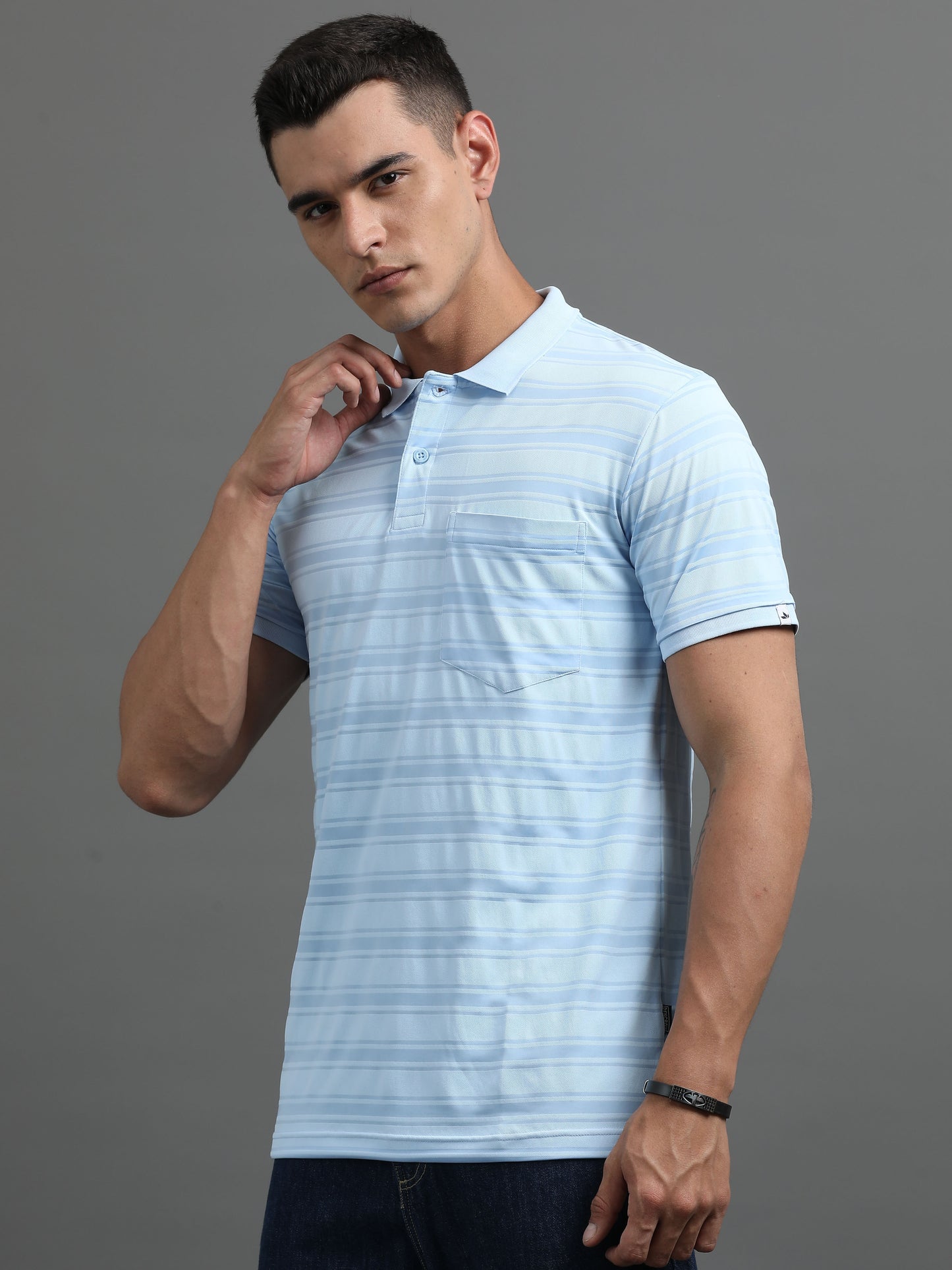 Men's Smart Fit Light Blue Polo T-shirt