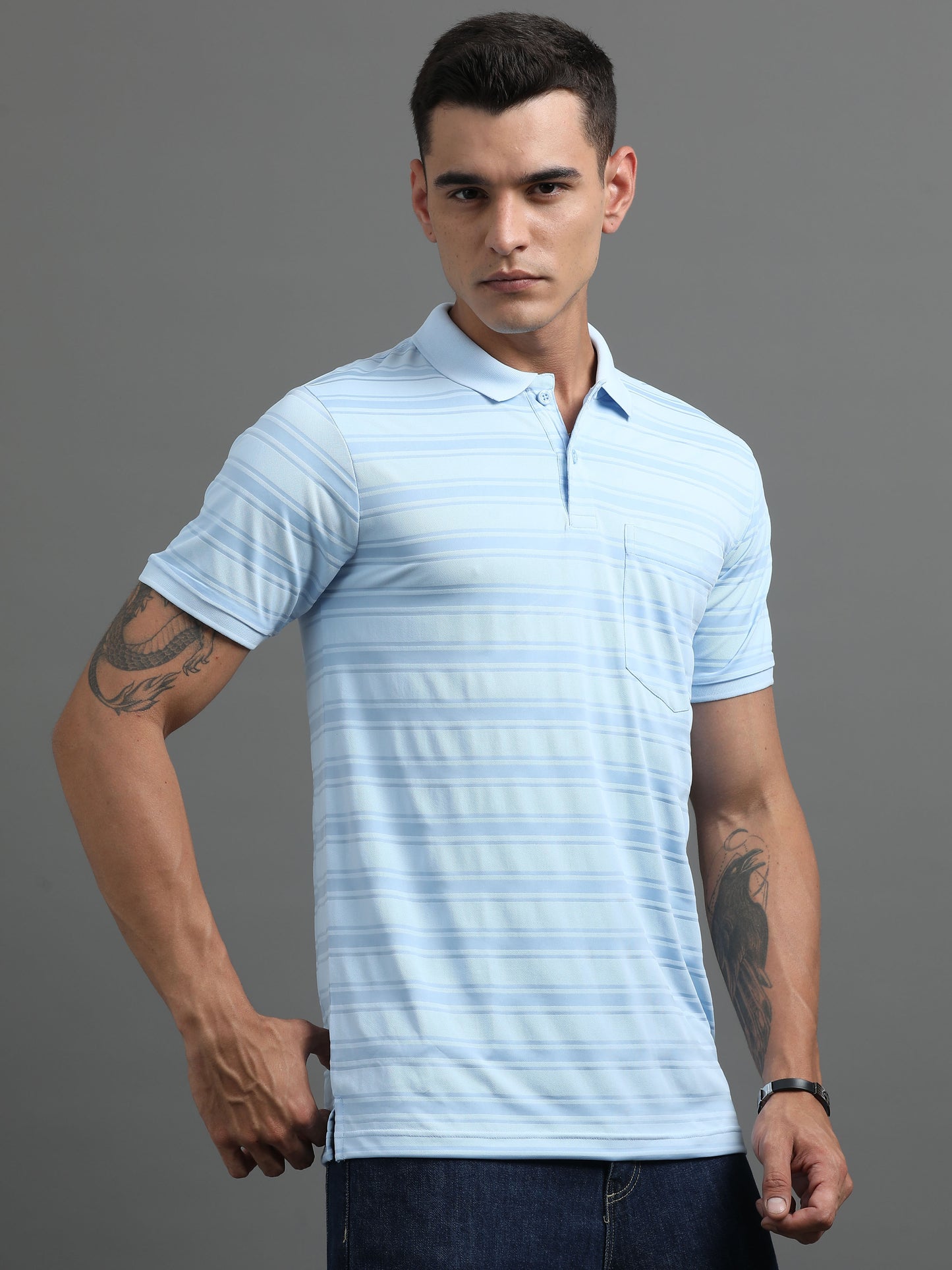 Men's Smart Fit Light Blue Polo T-shirt