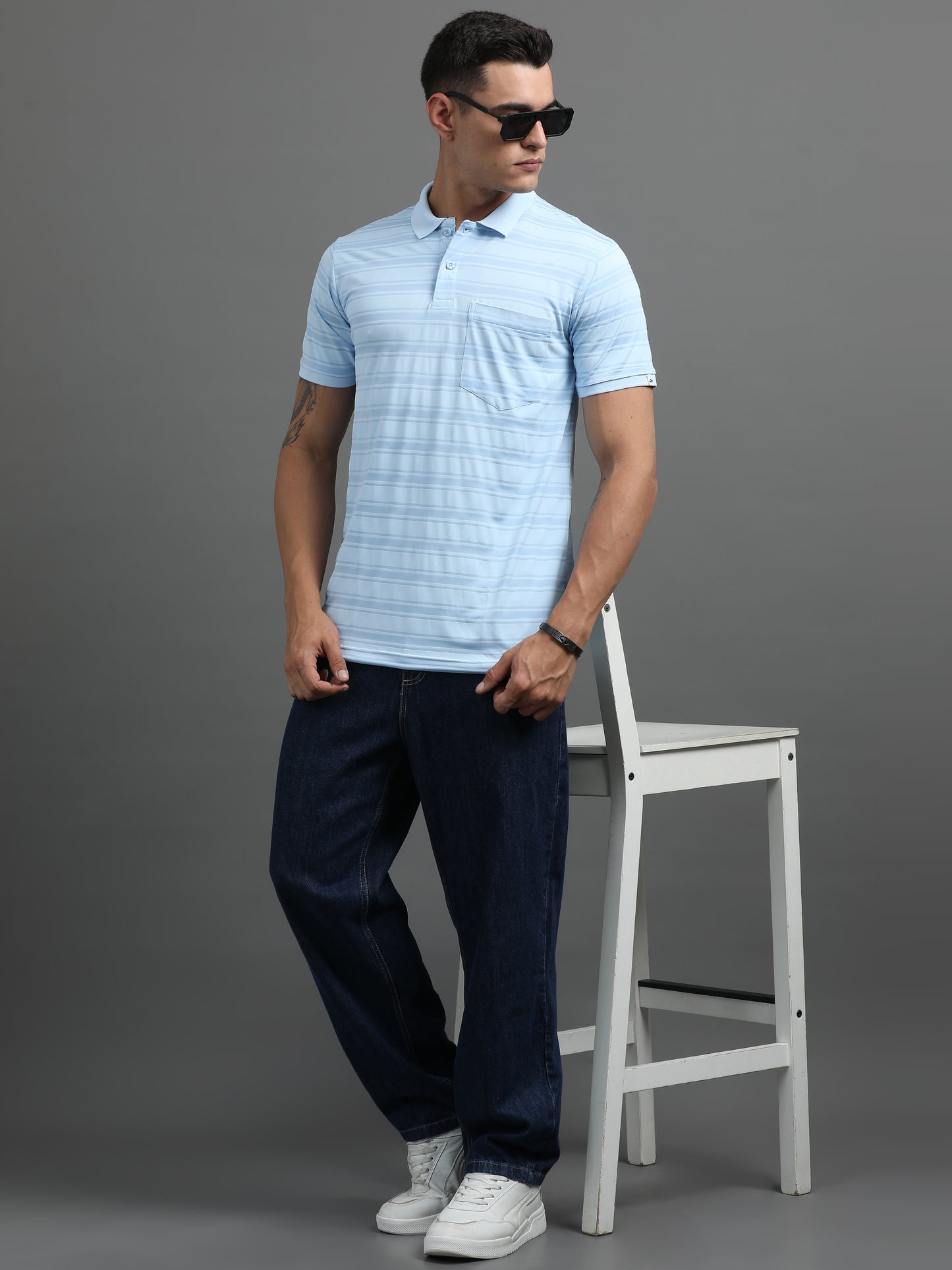 Men's Smart Fit Light Blue Polo T-shirt