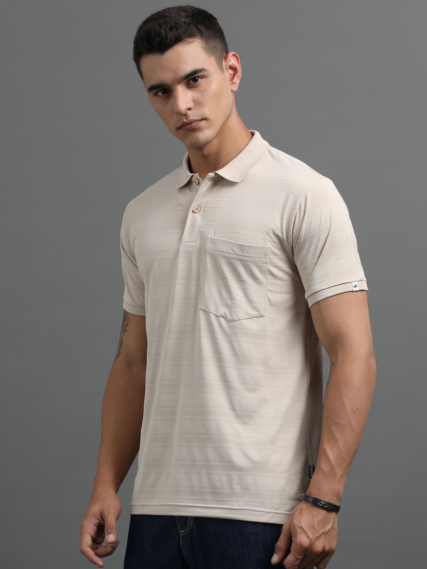 Men's Smart Fit Beige Polo T-shirt