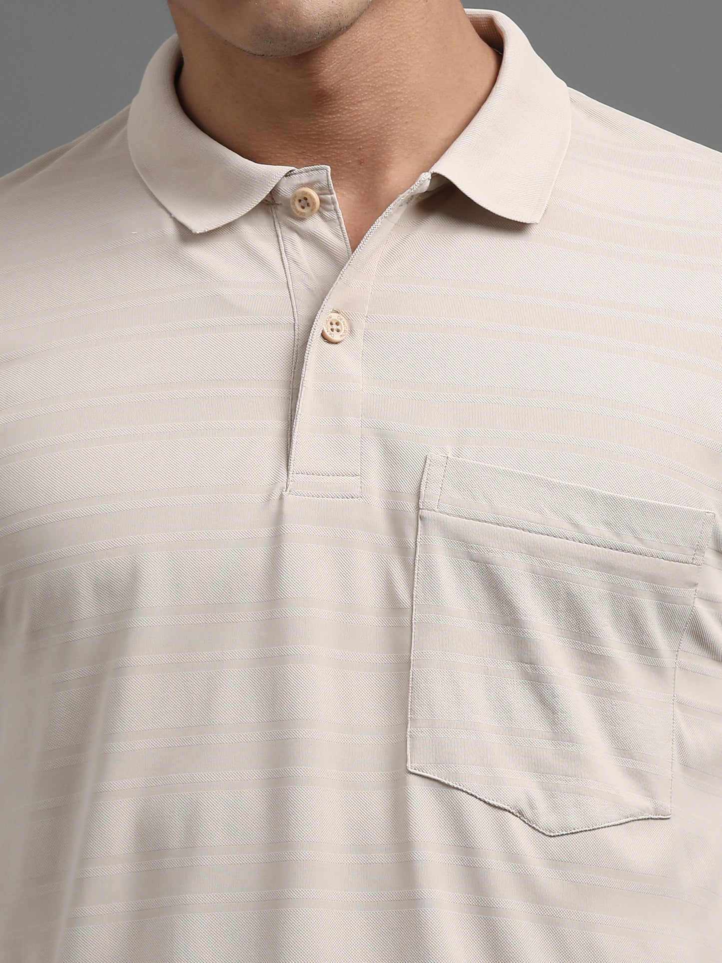 Men's Smart Fit Beige Polo T-shirt