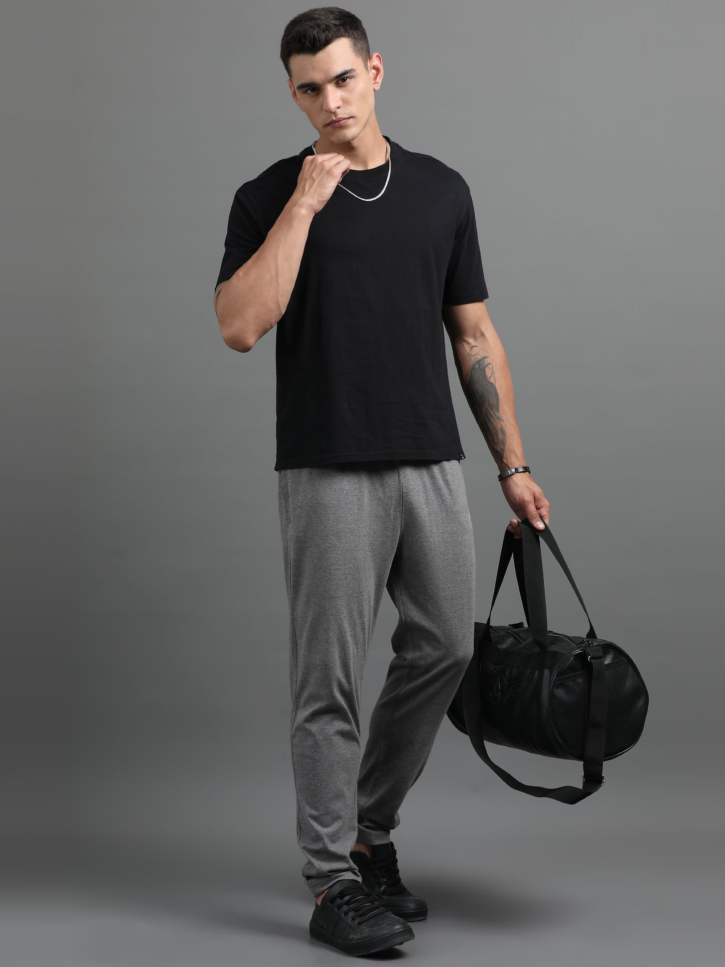 Men's Cotton Rich Stone Grey Track Pants