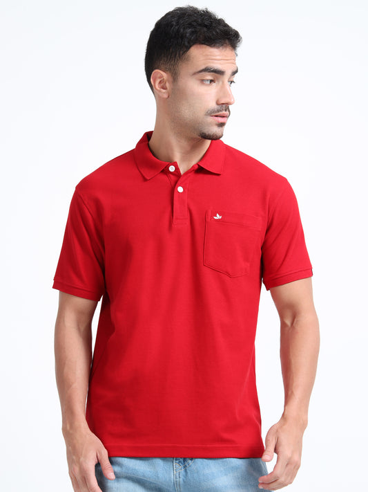 Men's Cotton BRICK RED Polo T-shirt