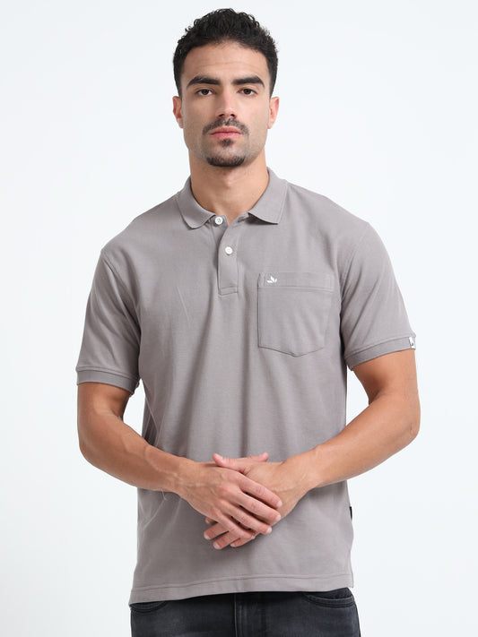 Men's Cotton Grey Polo T-shirt