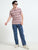 Men's White and Black Striped Pink Polo T-Shirt