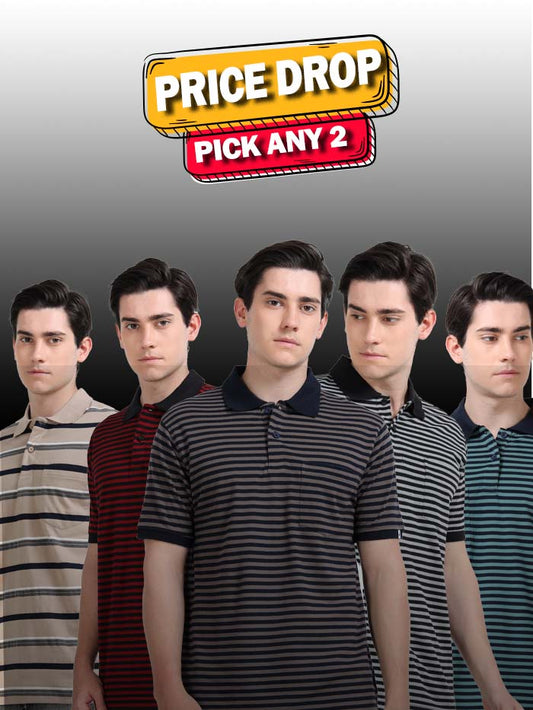 Pick Any 2 - Striped Polo T-Shirt Combo