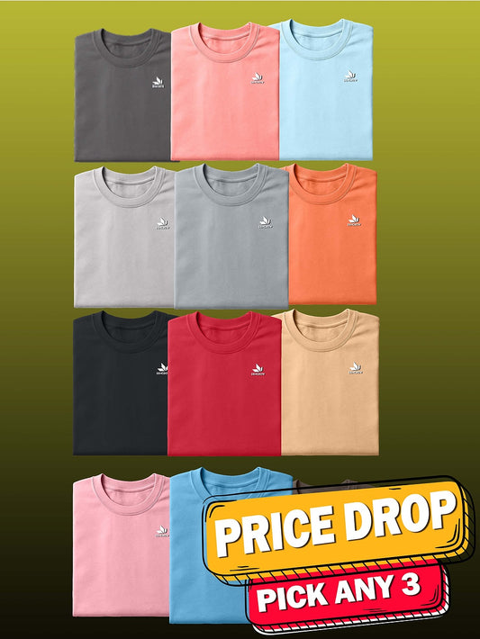 Pick Any 3 - Round Neck T-Shirts Combo